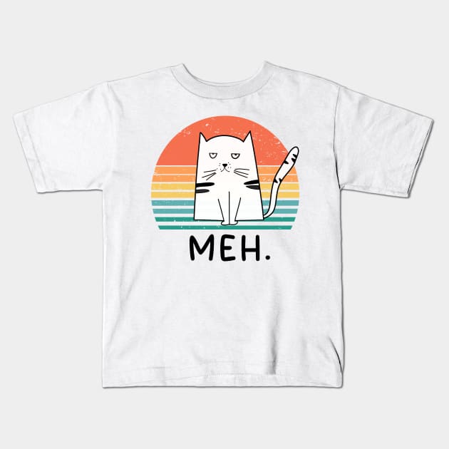 Funny Meh Cat Gift for Cat Lovers Kids T-Shirt by Ray E Scruggs